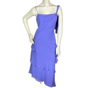 Davids Bridal Bridesmaid Dress Asymmetric Tiered Flounce Sleeveless Chiffon 6